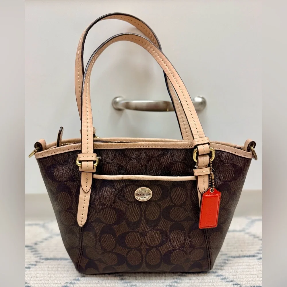 COACH Vintage Y2K Classic Signature Monogram Brown Coated Canvas Shoulder Bag